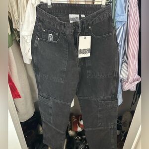 Ragged cargo denim jeans